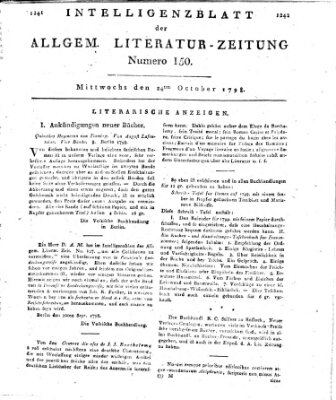 Allgemeine Literatur-Zeitung (Literarisches Zentralblatt für Deutschland) Mittwoch 24. Oktober 1798