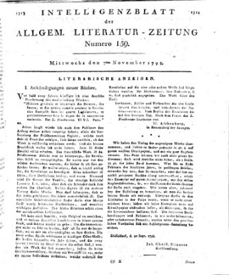 Allgemeine Literatur-Zeitung (Literarisches Zentralblatt für Deutschland) Mittwoch 7. November 1798