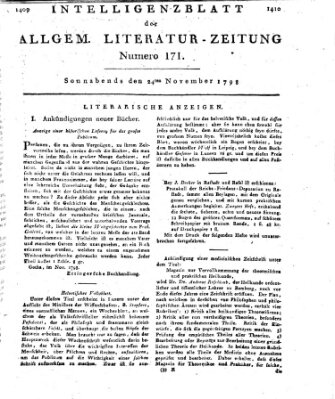 Allgemeine Literatur-Zeitung (Literarisches Zentralblatt für Deutschland) Samstag 24. November 1798