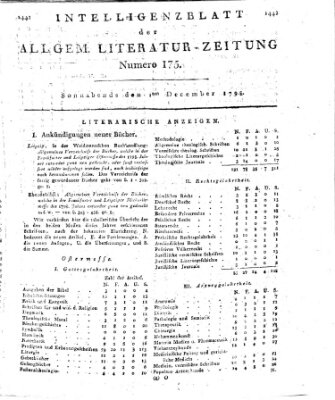 Allgemeine Literatur-Zeitung (Literarisches Zentralblatt für Deutschland) Samstag 1. Dezember 1798