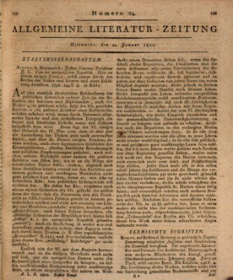 Allgemeine Literatur-Zeitung (Literarisches Zentralblatt für Deutschland) Mittwoch 22. Januar 1800