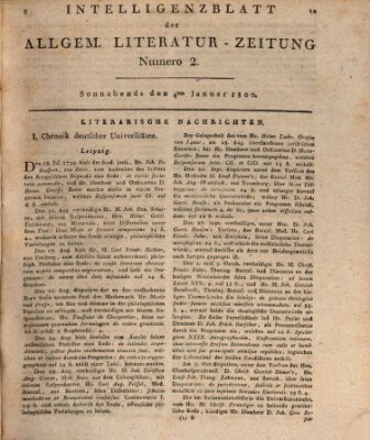 Allgemeine Literatur-Zeitung (Literarisches Zentralblatt für Deutschland) Samstag 4. Januar 1800