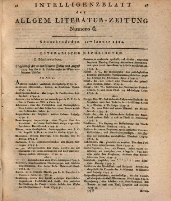 Allgemeine Literatur-Zeitung (Literarisches Zentralblatt für Deutschland) Samstag 11. Januar 1800