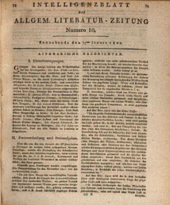 Allgemeine Literatur-Zeitung (Literarisches Zentralblatt für Deutschland) Samstag 18. Januar 1800