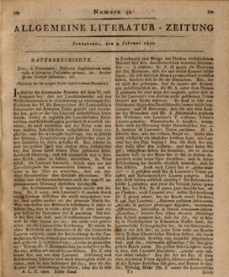 Allgemeine Literatur-Zeitung (Literarisches Zentralblatt für Deutschland) Samstag 8. Februar 1800