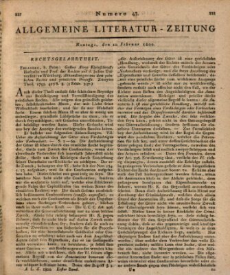 Allgemeine Literatur-Zeitung (Literarisches Zentralblatt für Deutschland) Montag 10. Februar 1800