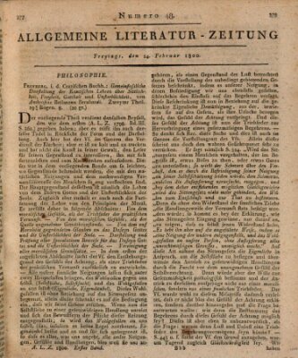 Allgemeine Literatur-Zeitung (Literarisches Zentralblatt für Deutschland) Freitag 14. Februar 1800