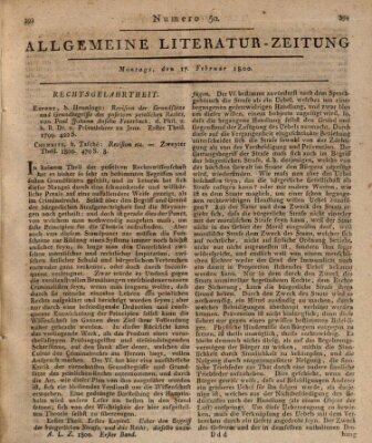 Allgemeine Literatur-Zeitung (Literarisches Zentralblatt für Deutschland) Montag 17. Februar 1800