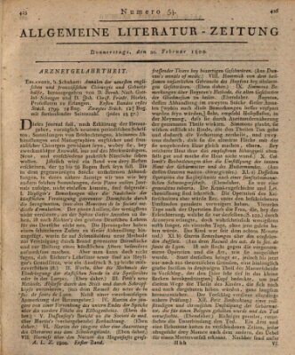 Allgemeine Literatur-Zeitung (Literarisches Zentralblatt für Deutschland) Donnerstag 20. Februar 1800