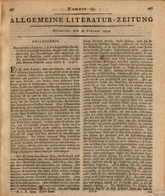 Allgemeine Literatur-Zeitung (Literarisches Zentralblatt für Deutschland) Mittwoch 26. Februar 1800