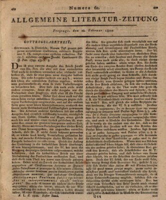 Allgemeine Literatur-Zeitung (Literarisches Zentralblatt für Deutschland) Freitag 28. Februar 1800