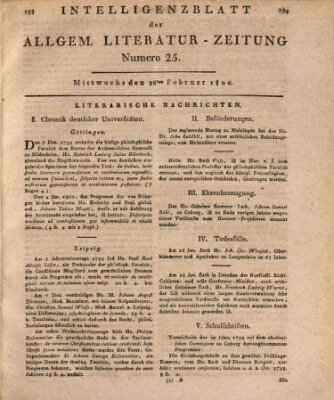 Allgemeine Literatur-Zeitung (Literarisches Zentralblatt für Deutschland) Mittwoch 26. Februar 1800