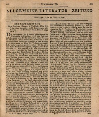 Allgemeine Literatur-Zeitung (Literarisches Zentralblatt für Deutschland) Montag 17. März 1800