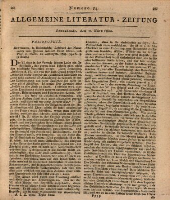 Allgemeine Literatur-Zeitung (Literarisches Zentralblatt für Deutschland) Samstag 22. März 1800