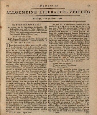 Allgemeine Literatur-Zeitung (Literarisches Zentralblatt für Deutschland) Montag 31. März 1800