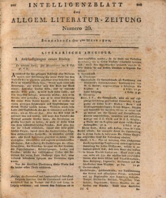 Allgemeine Literatur-Zeitung (Literarisches Zentralblatt für Deutschland) Samstag 1. März 1800