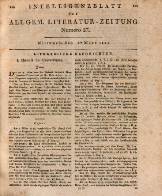 Allgemeine Literatur-Zeitung (Literarisches Zentralblatt für Deutschland) Mittwoch 5. März 1800