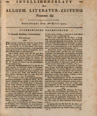 Allgemeine Literatur-Zeitung (Literarisches Zentralblatt für Deutschland) Samstag 8. März 1800