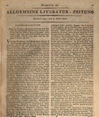 Allgemeine Literatur-Zeitung (Literarisches Zentralblatt für Deutschland) Donnerstag 3. April 1800