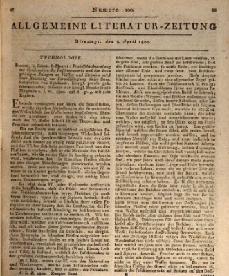 Allgemeine Literatur-Zeitung (Literarisches Zentralblatt für Deutschland) Dienstag 8. April 1800