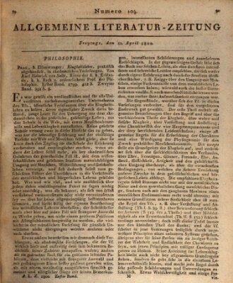 Allgemeine Literatur-Zeitung (Literarisches Zentralblatt für Deutschland) Freitag 11. April 1800