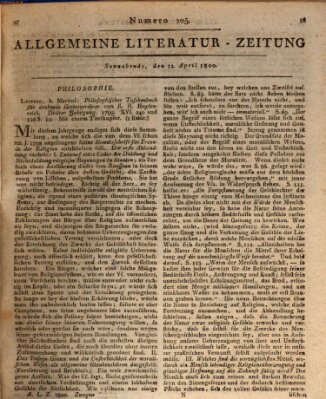 Allgemeine Literatur-Zeitung (Literarisches Zentralblatt für Deutschland) Samstag 12. April 1800