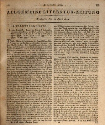 Allgemeine Literatur-Zeitung (Literarisches Zentralblatt für Deutschland) Montag 14. April 1800