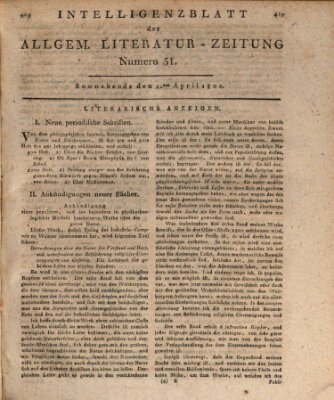 Allgemeine Literatur-Zeitung (Literarisches Zentralblatt für Deutschland) Samstag 12. April 1800