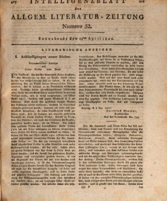 Allgemeine Literatur-Zeitung (Literarisches Zentralblatt für Deutschland) Samstag 19. April 1800