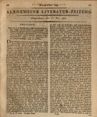 Allgemeine Literatur-Zeitung (Literarisches Zentralblatt für Deutschland) Donnerstag 22. Mai 1800