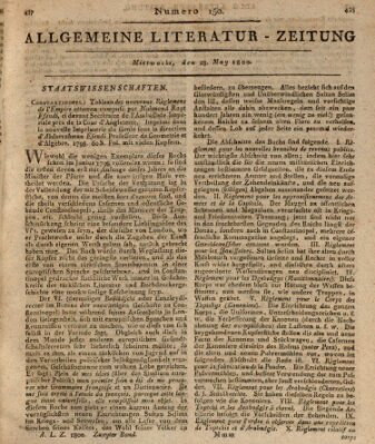 Allgemeine Literatur-Zeitung (Literarisches Zentralblatt für Deutschland) Mittwoch 28. Mai 1800