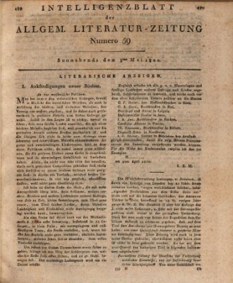 Allgemeine Literatur-Zeitung (Literarisches Zentralblatt für Deutschland) Samstag 3. Mai 1800