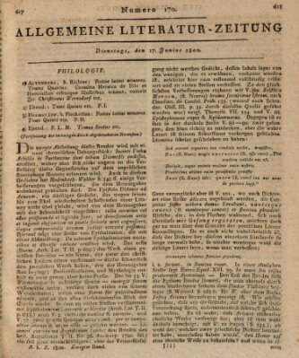 Allgemeine Literatur-Zeitung (Literarisches Zentralblatt für Deutschland) Dienstag 17. Juni 1800