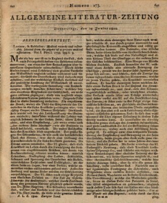 Allgemeine Literatur-Zeitung (Literarisches Zentralblatt für Deutschland) Donnerstag 19. Juni 1800