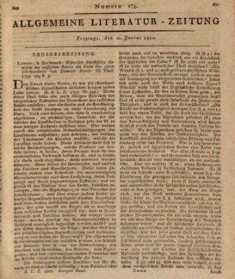 Allgemeine Literatur-Zeitung (Literarisches Zentralblatt für Deutschland) Freitag 20. Juni 1800