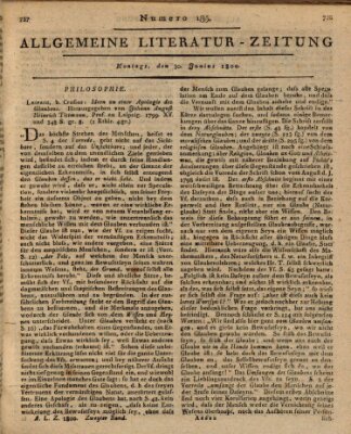 Allgemeine Literatur-Zeitung (Literarisches Zentralblatt für Deutschland) Montag 30. Juni 1800