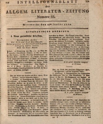 Allgemeine Literatur-Zeitung (Literarisches Zentralblatt für Deutschland) Mittwoch 25. Juni 1800