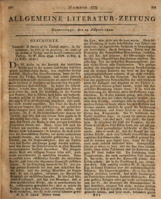 Allgemeine Literatur-Zeitung (Literarisches Zentralblatt für Deutschland) Donnerstag 14. August 1800