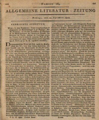 Allgemeine Literatur-Zeitung (Literarisches Zentralblatt für Deutschland) Montag 15. September 1800