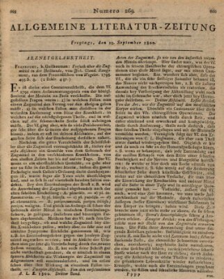 Allgemeine Literatur-Zeitung (Literarisches Zentralblatt für Deutschland) Freitag 19. September 1800