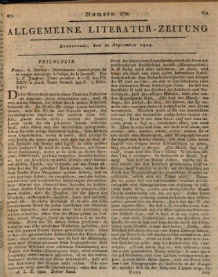 Allgemeine Literatur-Zeitung (Literarisches Zentralblatt für Deutschland) Samstag 20. September 1800