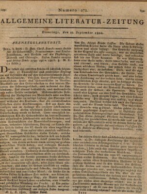 Allgemeine Literatur-Zeitung (Literarisches Zentralblatt für Deutschland) Dienstag 23. September 1800