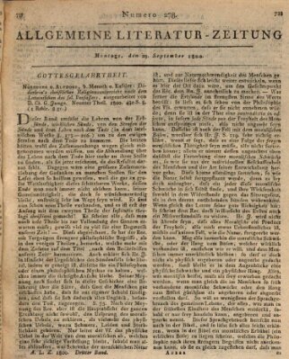 Allgemeine Literatur-Zeitung (Literarisches Zentralblatt für Deutschland) Montag 29. September 1800