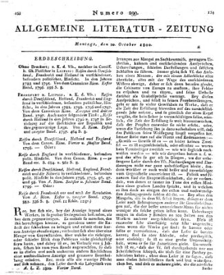 Allgemeine Literatur-Zeitung (Literarisches Zentralblatt für Deutschland) Montag 20. Oktober 1800