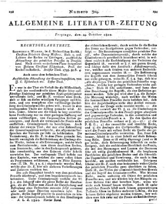 Allgemeine Literatur-Zeitung (Literarisches Zentralblatt für Deutschland) Freitag 24. Oktober 1800