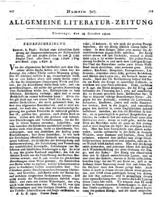 Allgemeine Literatur-Zeitung (Literarisches Zentralblatt für Deutschland) Dienstag 28. Oktober 1800