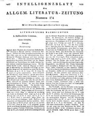 Allgemeine Literatur-Zeitung (Literarisches Zentralblatt für Deutschland) Mittwoch 22. Oktober 1800