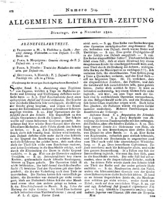 Allgemeine Literatur-Zeitung (Literarisches Zentralblatt für Deutschland) Dienstag 4. November 1800