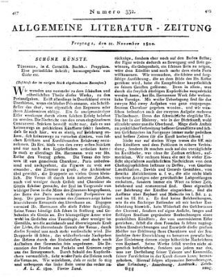 Allgemeine Literatur-Zeitung (Literarisches Zentralblatt für Deutschland) Freitag 21. November 1800