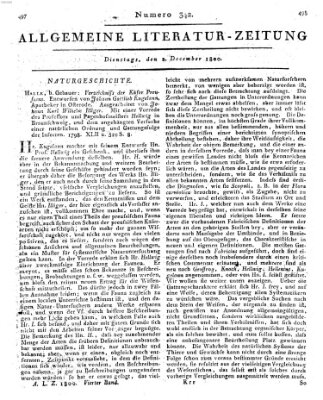 Allgemeine Literatur-Zeitung (Literarisches Zentralblatt für Deutschland) Dienstag 2. Dezember 1800